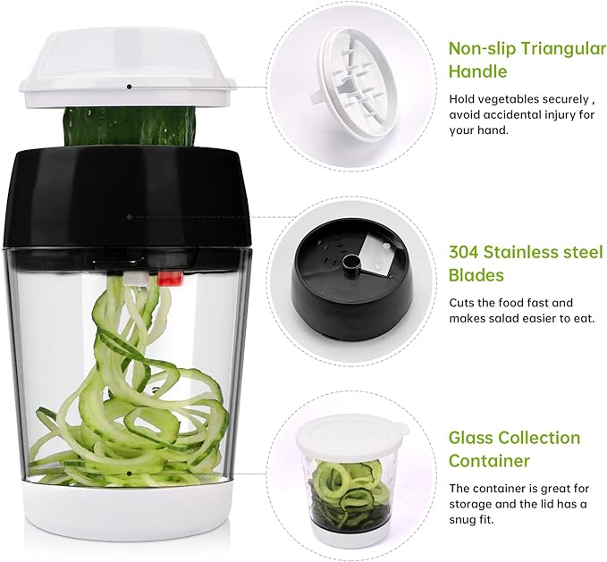 Taietor de legume si fructe cu recipient pentru colectare, Zola®, grosime reglabila, 400 ml, negru cu alb Taietor de legume si fructe cu recipient pentru colectare, Zola®, grosime reglabila, 400 ml, negru cu alb